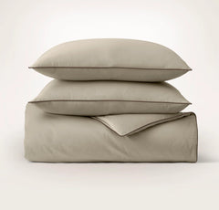 Signature Embellished Duvet Set - Oak/Walnut Piped Edge