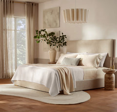 Signature Embellished Sheet Set - Sandstone/Desert Sand Curved Edge