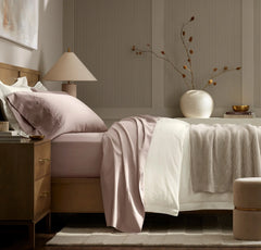 Percale Hemmed Fitted Sheet - Dusty Rose