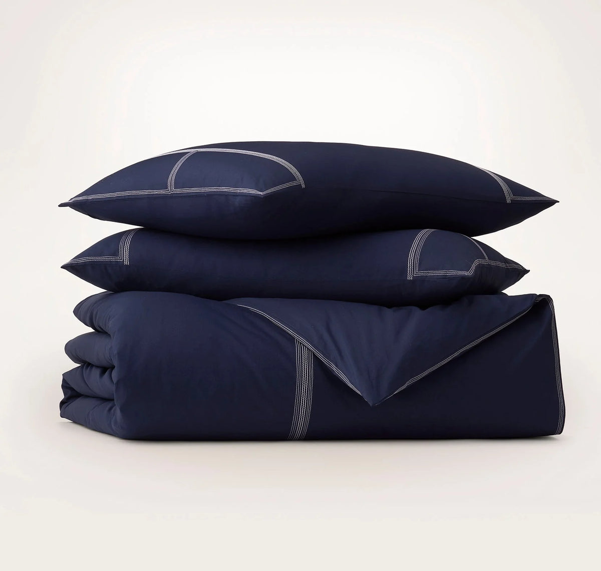 Signature Embellished Duvet Set - Coastal Navy/White Sail Stitch