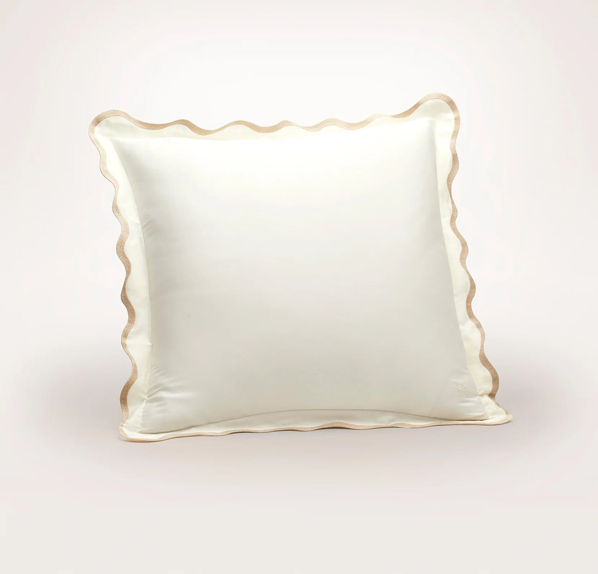 Signature Embellished Sham - Cream/Sand Curved Edge