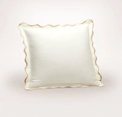 Percale Embellished Sham - Cream/Sand Curved Edge
