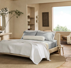 Signature Embellished Pillowcase Set - Shore/Shore Curved Edge