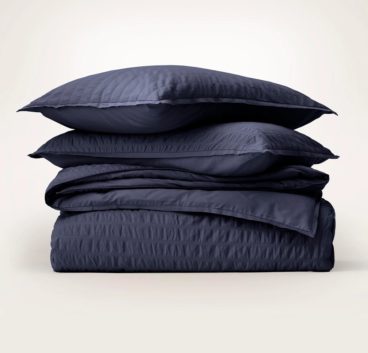 Relaxed Seersucker Duvet Set - Coastal Navy