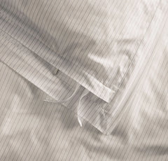Signature Hemmed Duvet Set - White/Mineral Delicate Stripe