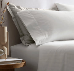 Signature Hemmed Sheet Set - White/Pewter Delicate Stripe
