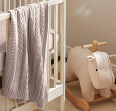 Cable Knit Baby Blanket - Dusty Rose