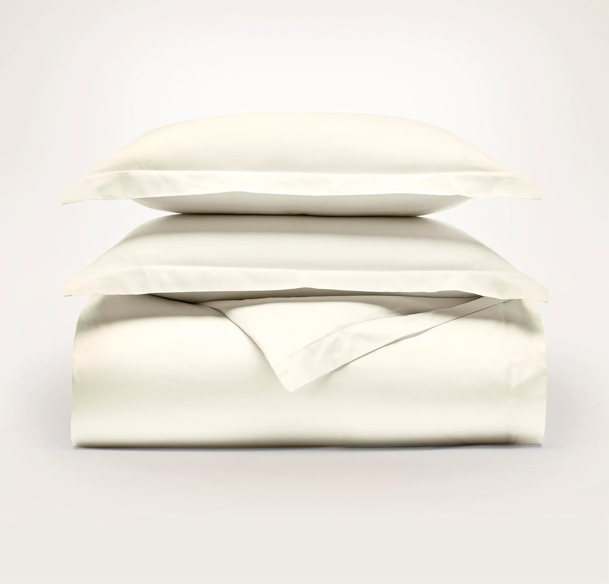 Percale Hemmed Duvet Set - Cream