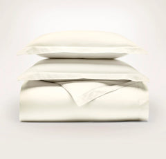 Percale Hemmed Duvet Set - Cream