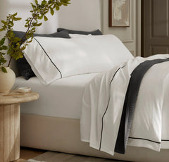 Signature Embellished Pillowcase Set - White/Night Embroidered