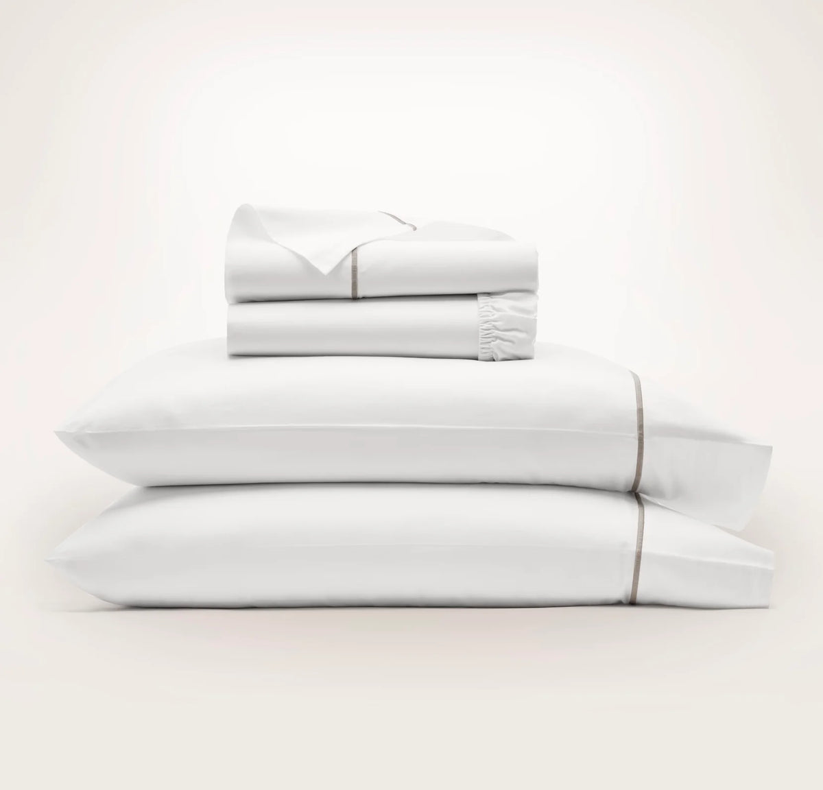 Percale Embellished Sheet Set - White/Oak Embroidered