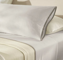 Percale Embellished Sheet Set - White/Pewter Framed