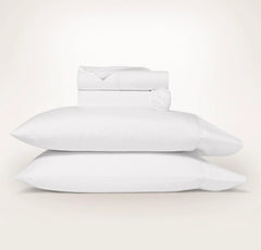 Percale Embellished Sheet Set - White/White Embroidered