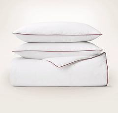 Signature Embellished Duvet Set - White/Holly Piped Edge