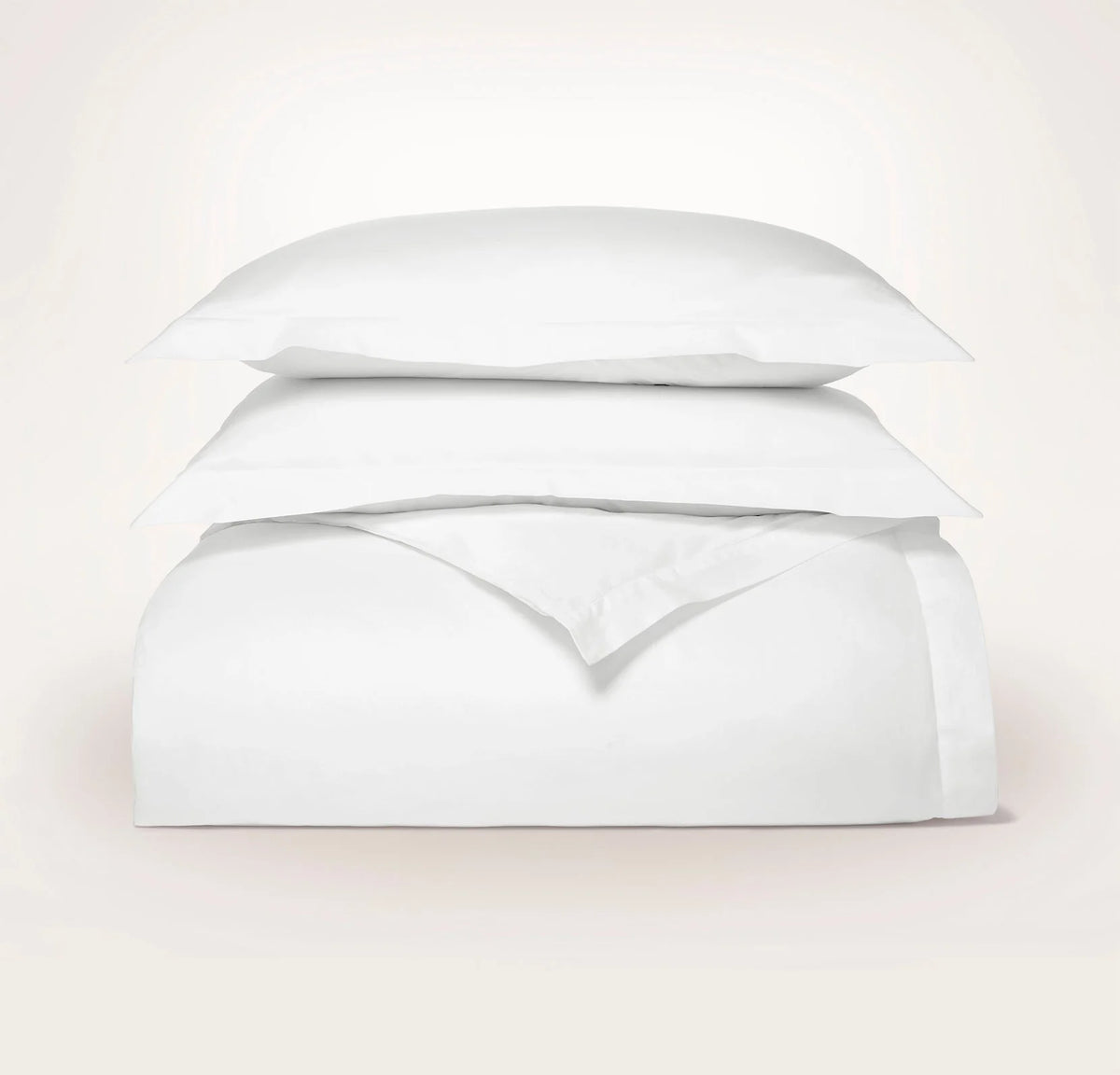 Percale Hemmed Duvet Set - White
