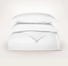 Percale Hemmed Duvet Set - White