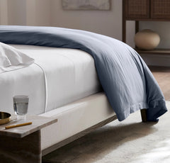 Percale Hemmed Duvet Set - Mineral