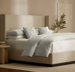 Signature Embellished Duvet Set - Mist/Mist Ladder Stitch