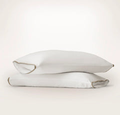 Signature Embellished Pillowcase Set - White/Pewter/Oak Trielle