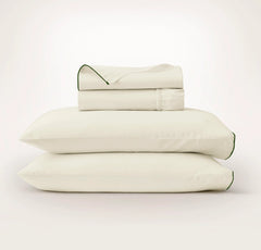 Signature Embellished Sheet Set - Cream/Olivine Piped Edge