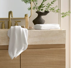 Turkish Ribbed Hand Towels (Pair) - White