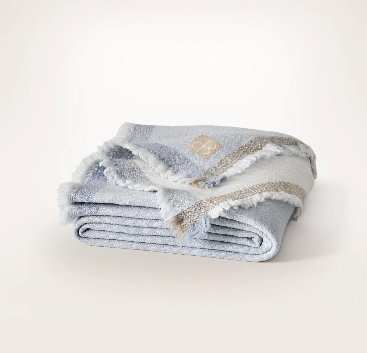 Lavé Wool Throw Blanket - Hydrangea/Cream