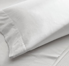 Signature Hemmed Sheet Set - White/Pewter Delicate Stripe
