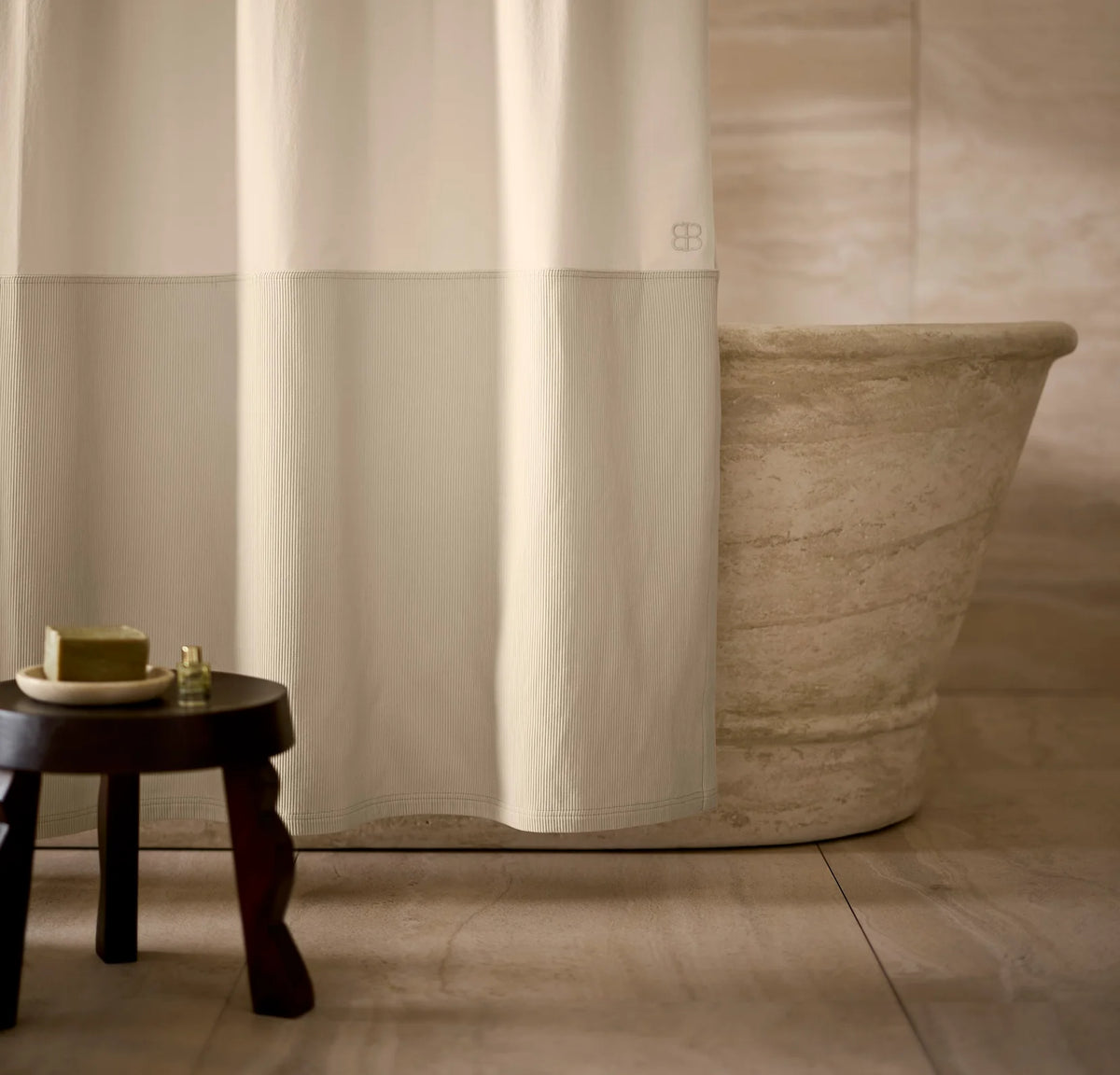 Ottoman Ribbed Shower Curtain - Sand