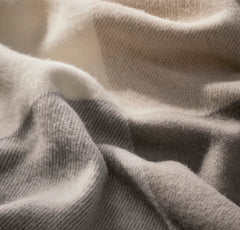 Fine Merino Wool Bed Blanket - Cream/Pewter/Oak Trielle
