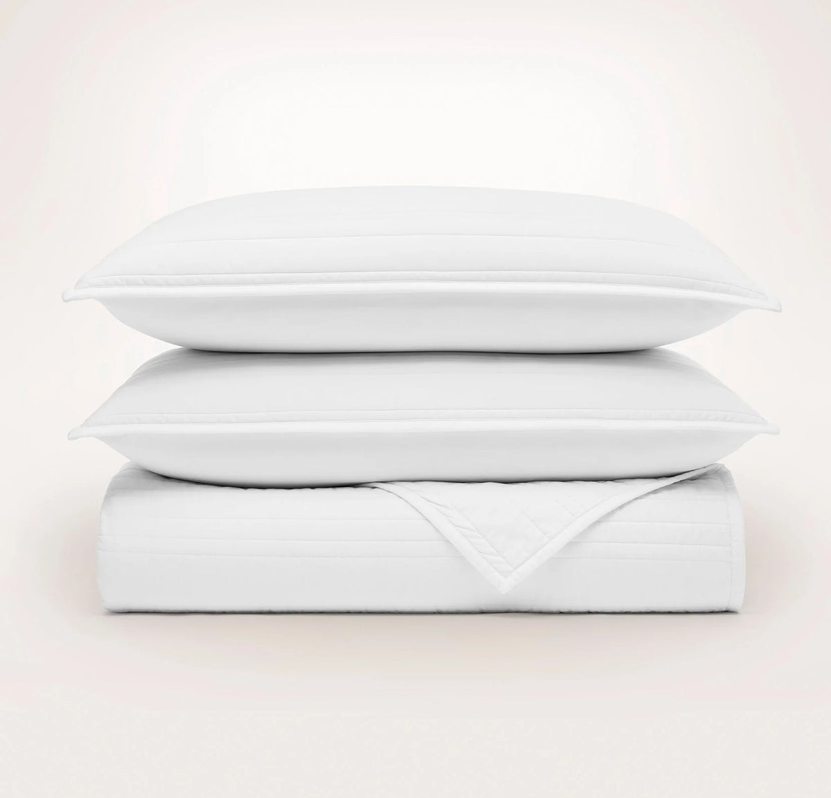 Signature Stripe Quilt Set - White