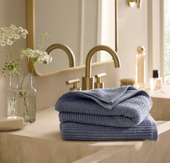 Turkish Ribbed Hand Towels (Pair) - Mineral