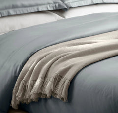 Alpaca Pin Check Oversized Throw Blanket - Ivory/Pewter