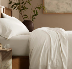 Percale Hemmed Sheet Set - Cream