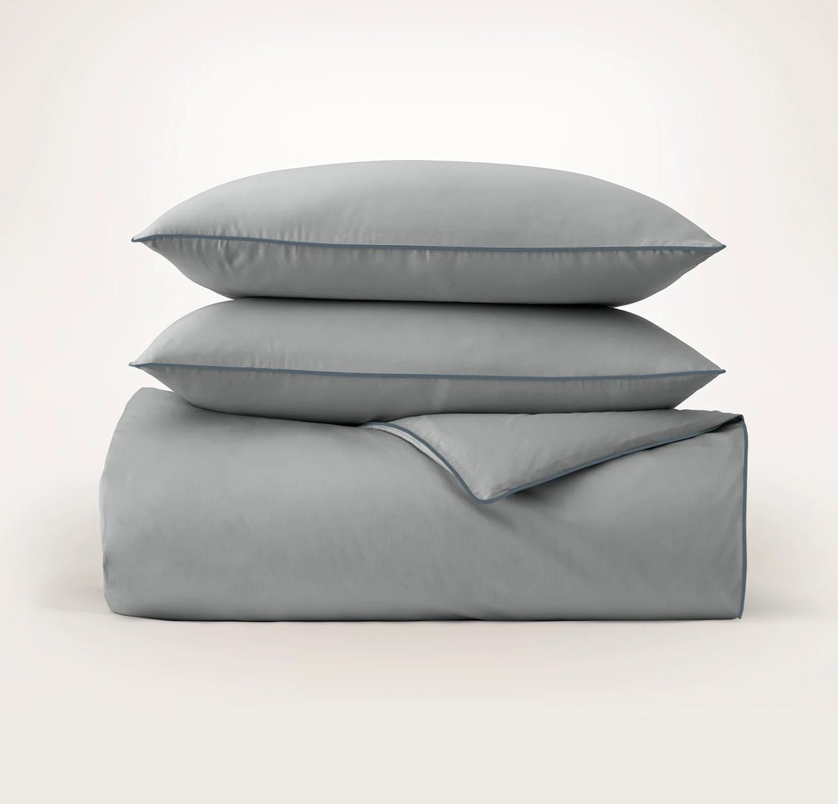 Signature Embellished Duvet Set - Shore/Bluestone Piped Edge