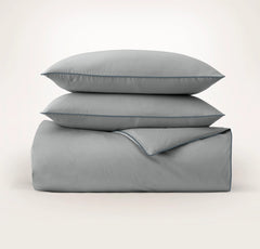 Signature Embellished Duvet Set - Shore/Bluestone Piped Edge