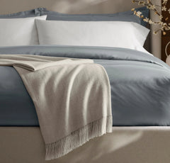 Alpaca Pin Check Oversized Throw Blanket - Ivory/Pewter