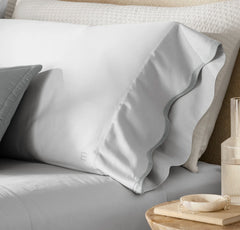 Signature Embellished Pillowcase Set - Sky/Shore Curved Edge