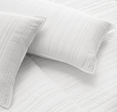 Signature Stripe Quilted Sham - White