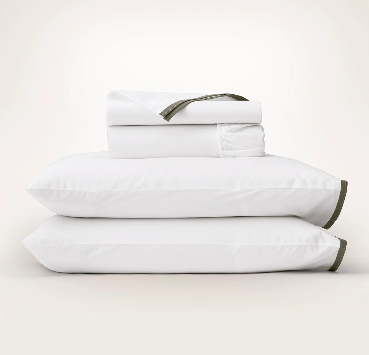 Percale Embellished Sheet Set - White/Juniper Framed