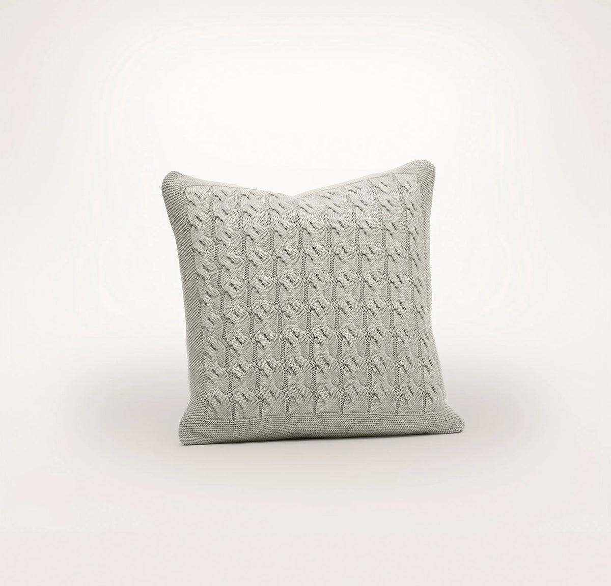 Modern Cable Knit Pillow Cover (20x20) - Heathered Pewter
