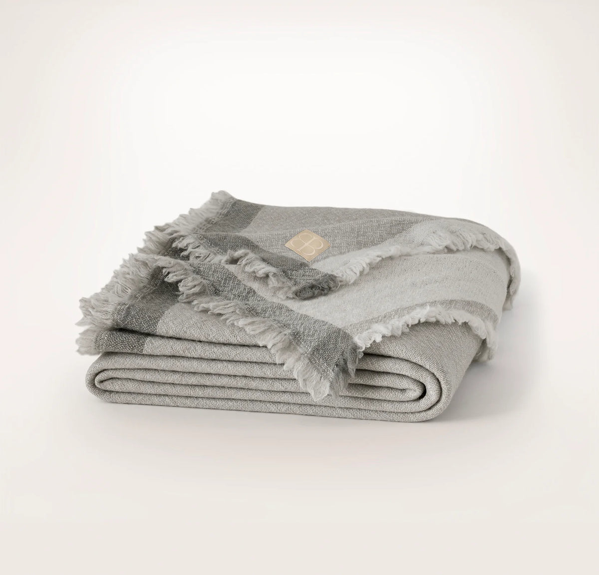 Lavé Wool Throw Blanket - Pewter/Mist