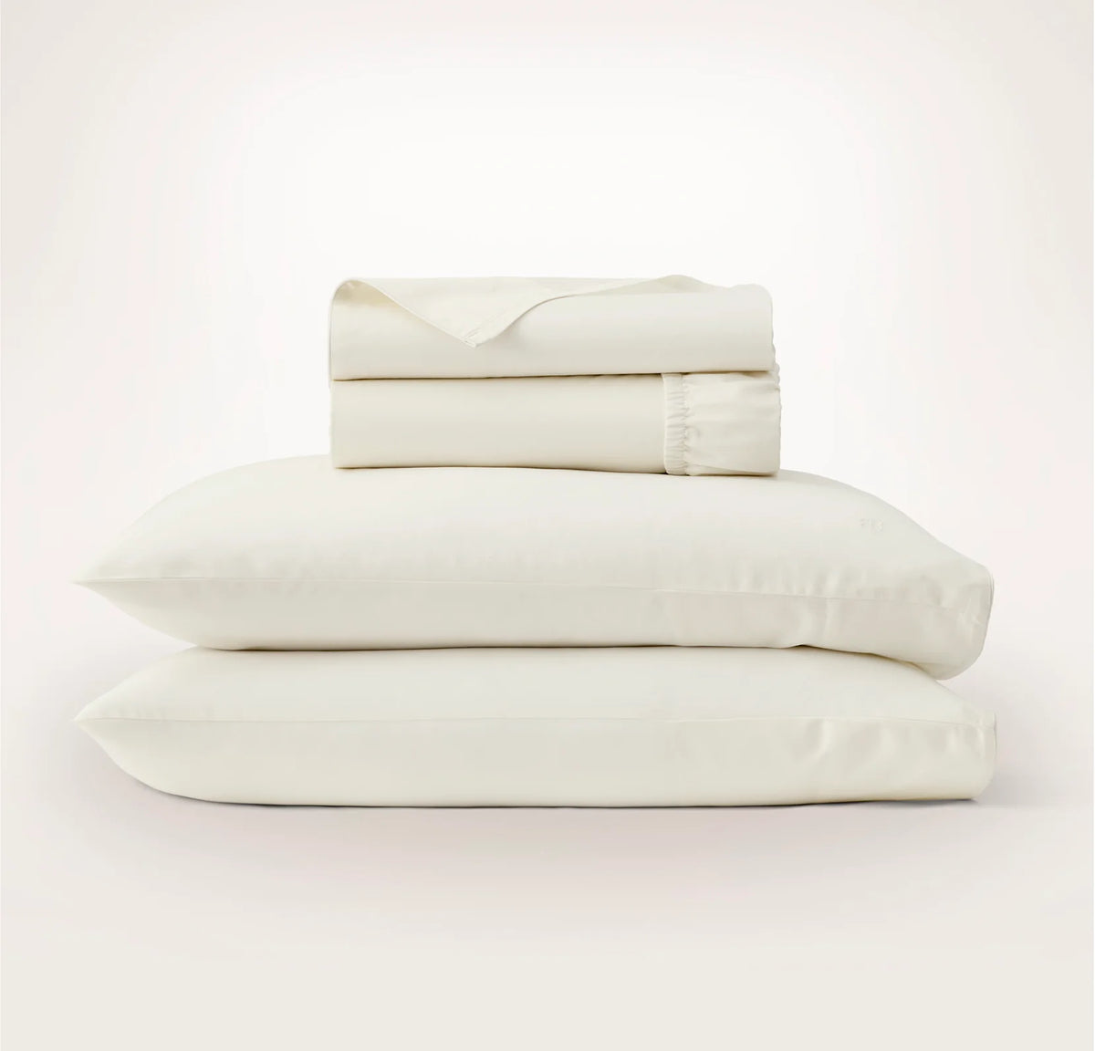 Percale Embellished Sheet Set - Cream/Cream Piped Edge