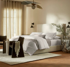 Percale Embellished Sheet Set - White/Pewter Framed