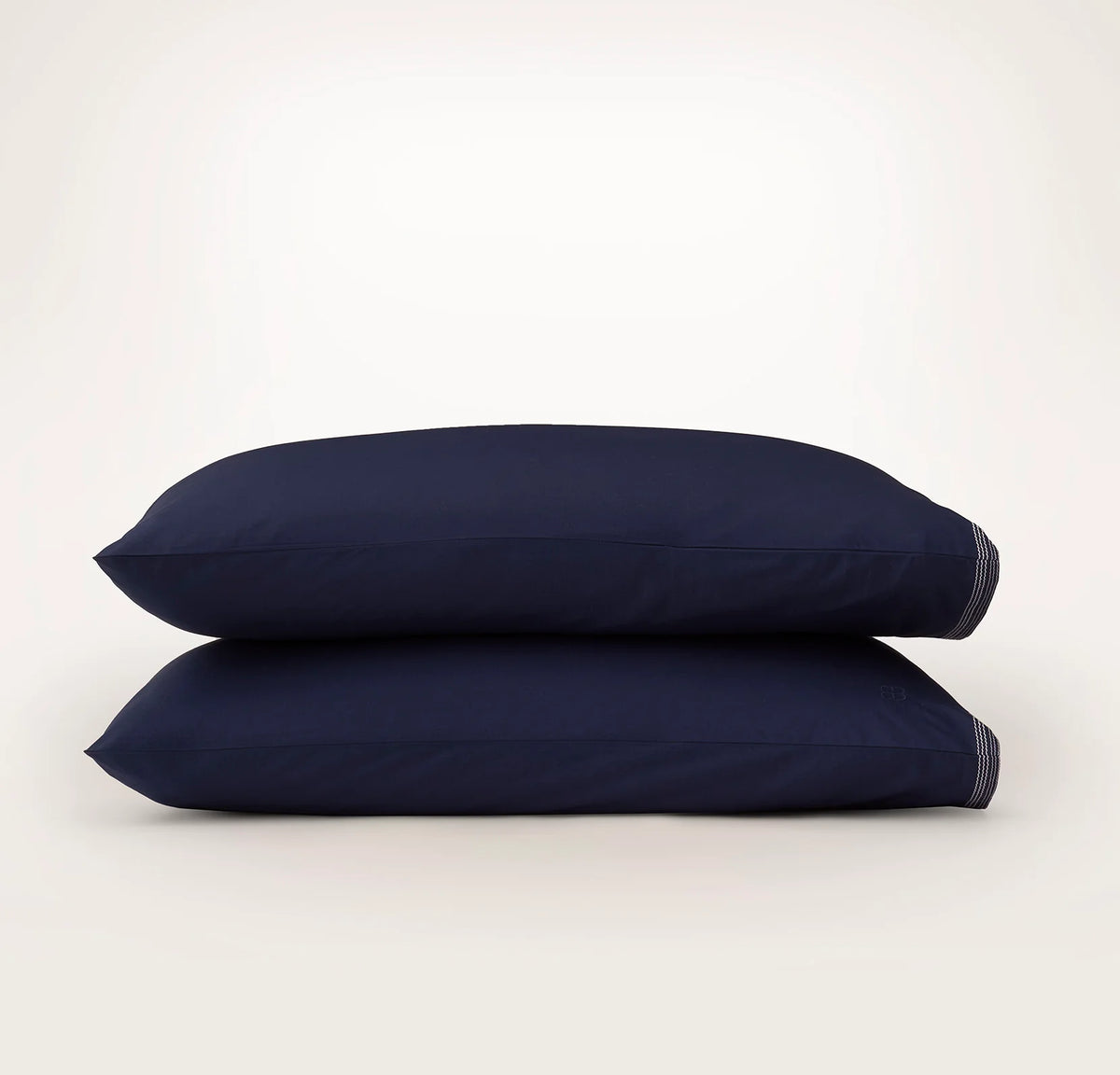 Percale Embellished Pillowcase Set - Coastal Navy/White Sail Stitch