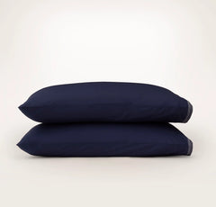Percale Embellished Pillowcase Set - Coastal Navy/White Sail Stitch