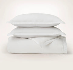 Signature Hemmed Duvet Set - White/Oak Delicate Stripe