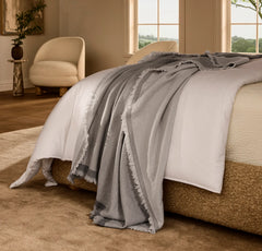 Lavé Wool Throw Blanket - Pewter/Mist