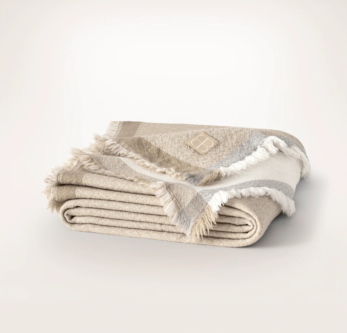 Lavé Wool Throw Blanket - Cream/Oak