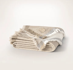 Lavé Wool Throw Blanket - Cream/Oak