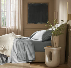 Signature Embellished Pillowcase Set - Shore/Bluestone Piped Edge